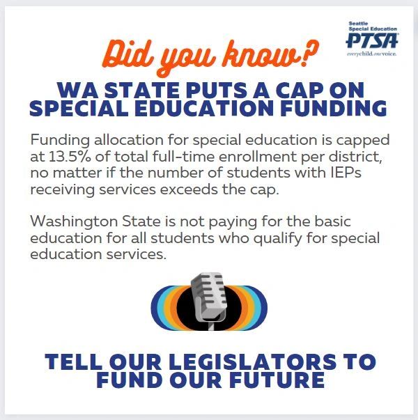 Text WA State Puts a Cap on Special Education Funding, Tell our legislators to fund our future